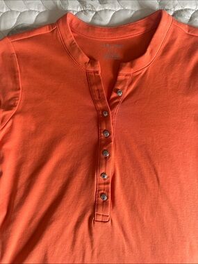 Calvin Klein Short Sleeve Henley Tee in Bright Orange